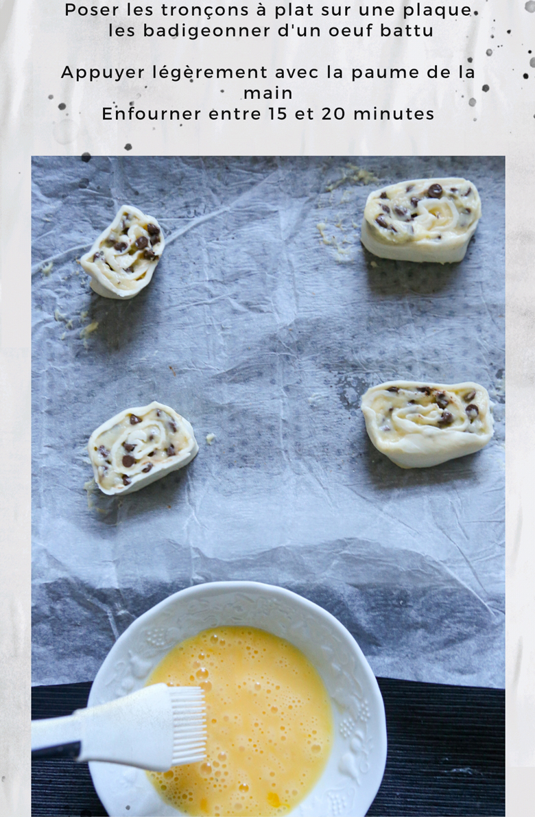 Escargots maison garnis de crème et pépites de chocolat